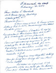 Letter from Martin Cross to Representative Burdick Regarding Hearings and Delegates in Washington, February 14, 1950