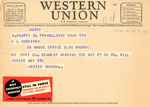 Telegram from Martin Cross to Representative Burdick Regarding US House Resolution 8411, May 19, 1950