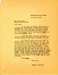 Letter from Eugene Burdick to Emma Adams Regarding Beaded Vest, October 8, 1935