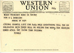Telegram Sent to Representative Burdick Regarding the Tribal Council in Washington, D.C., March 18, 1952