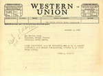 Telegram from Representative Burdick to Martin Cross Informing Cross that Burdick Will not Make October 7 Conference, October 5, 1953