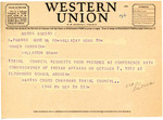 Telegram from Martin Cross to Representative Burdick Regarding October 7 Conference, September 28, 1953