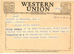 Telegram from Martin Cross to Representative Burdick Asking Burdick to Oppose US Senate Joint Resolution 4, May 10, 1954