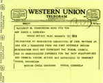 Telegram from Martin Cross to Representative Burdick Regarding Unauthorized Delegation to Washington, D.C., February 16, 1955 by Martin Cross