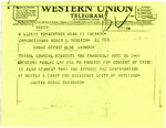 Telegram from Martin Cross to Representative Burdick Regarding a Voting Request, January 12, 1956