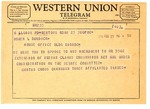 Telegram from Martin Cross to Representative Burdick Regarding Amendment to US House Resolution 5566, February 23, 1956 by Martin Cross