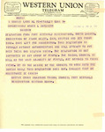 Telegram from Martin Cross to Representative Burdick Regarding Unauthorized Delegation in Washington, D.C., March 5, 1956