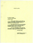Letter from Office of Representative Burdick to Ralph M. Shane Regarding Reservoir Name, October 23, 1951
