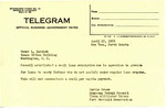Telegram from Martin Cross to Representative Burdick Regarding Establishment of Loan Enterprise, April 17, 1956