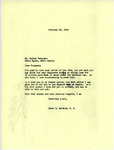Letter from Representative Burdick to Walter Ferguson Regarding Garrison Dam Lands, February 28, 1952