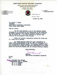 Letter from John Haw to Robert Massee Regarding Northern Pacific Railway Company's Support for Garrison Dam, October 23, 1957 by John W. Haw