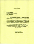Letter from Laura Knudson for Representative Burdick to J. A. Waldron Regarding Garrison Dam Relocations, November 16, 1953