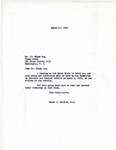 Letter from Representative Burdick to James Black Dog Regarding Hearing on Three Bills of Interest, March 20, 1952