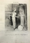 C'est singulier comme ce miroir m'aplatit la taille et me maigrit la poitrine! by Honoré Daumier