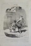 Un père faisant tout ce qu'il peut pour pousser son fils dans la carrière des lettres. by Honoré Daumier
