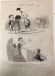 Le sauvage Bineau faisant son entrée comme ministre / Tiens, c'est pas plus malin qu'ça d'parler à la tribune? by Honoré Daumier