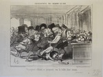 Voyageurs affamés se précipitant vers le buffet d'une station. by Honoré Daumier