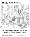 He can't operate his GPS, but he still uses it to "mark" his deer stand. by Steve Edwards