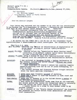 Letter from Richard Auras to William Langer regarding his internment status decision, 1946