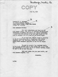 Letter from Senator Langer to T. W. Strieter Regarding Langer's Forwarding of Martin Sandberger Materials to Senator McCarthy, July 29, 1949