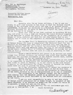 Letter from Eva Sandberger to Senator Langer Regarding Martin Sandberger, 1949