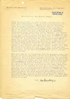 Letter from Eva A. Sandberger to Senator Langer thanking him for his efforts on behalf of her husband, Martin Sandberger, 1950
