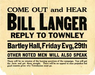 "Come Out and Hear Bill Langer" Poster