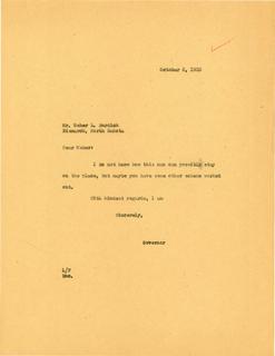 Letter from Governor Langer to Usher Burdick, 10/06/1933