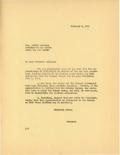 Letter from Governor Langer to Governor Seligman of New Mexico Regarding Land Experiment Stations, 1934