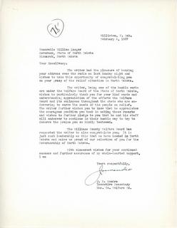 Letter from Williams Co. Welfare Bd. Executive Secretary Mendro to Governor Langer Regarding Langer's Radio Address in Support of the Welfare Board, 1937