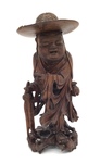 Chinese Carved Hardwood Figure "Itinerant" Buddhist Priest by Artist Unknown