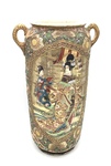 Tall Satsuma Enameled Stoneware Vase by Artist Unknown