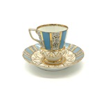 Blue and Gold Teacup with Saucer by Maker Unknown