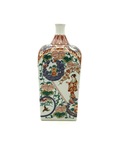 Enameled Japanese Porcelain Square Wine Bottle by Artist Unknown