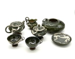 Japanese Silver Lustre Stoneware Tea Set by Artist Unknown