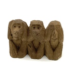 Small Japanese Wood Carving of The Three Monkeys by Artist Unknown