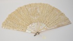 Lace and abalone handheld fan by Maker Unknown