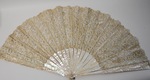Lace and abalone hand-held fan by Maker Unknown