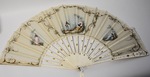 Hand-held fan featuring Colonial scenes by Maker Unknown
