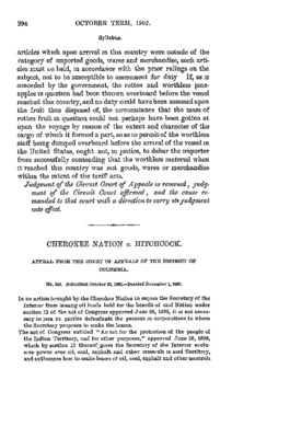 "Cherokee Nation v. Hitchcock" by United States Supreme Court