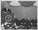 President Kennedy, UND President Starcher, ND Governor Guy and Senator Burdick by University of North Dakota