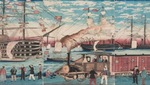 Locomotive Along the Yokohama Waterfront by Utagawa Hiroshige III