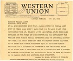 Telegram from Nebraska Governor to Governor Langer, 1933