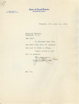 Letter from J. H. Newton to William Langer regarding Langer's presence in State v. Stepp, 1920