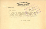 Letter from State Fire Marshall H. L. Reade to Attorney General Langer Regarding Slope County Sheriff W. P. Johnson, October 31, 1918