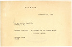 Telegram from William Langer to S.A. Smith in Response to Letter of November 14, 1918 Regarding the Pool Hall Confrontation, November 16, 1918.