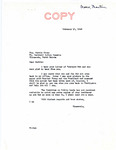 Letter from Senator Langer to Martin Cross Regarding Cross's Recent Visit to Washington, D.C. and Cross's Testimony, February 10, 1948
