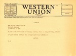 Telegram from Senator Langer to Floyd Montclair or Charles Berger Regarding Land Trade, December 6, 1946
