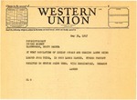 Telegram from Senator Langer to Superintendent of Indian Agency in Elbowoods Regarding Lease of Grazing Lands, May 31 1947