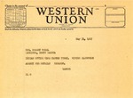 Telegram from Senator Langer to Robert Vogel Regarding the Indian Office Being Closed, May 31 1947